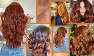 Capelli castano ramato con riflessi luminosi, una scelta audace che dona a molte donne un look vibrante e alla moda.