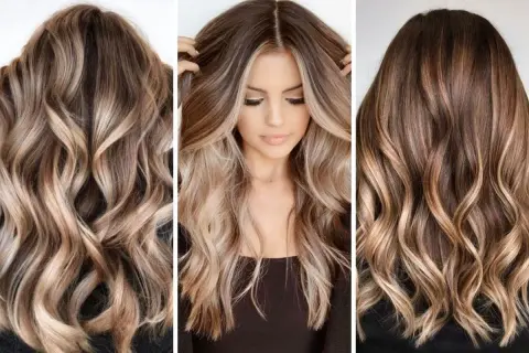 Capelli con sfumature calde e luminose, perfetti per i colori autunnali. Un mix di castano e biondo dorato che dona profondità e movimento.