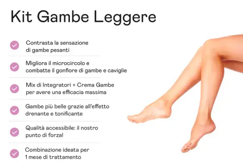 Kit Gambe Leggere: contrasta gambe pesanti e gonfiore con impacchi drenanti gambe fai da te, integratori e crema. Gambe belle e leggere.