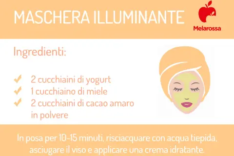 Ricetta per una maschera viso fai da te idratante con yogurt, miele e cacao. Ideale per una pelle luminosa.