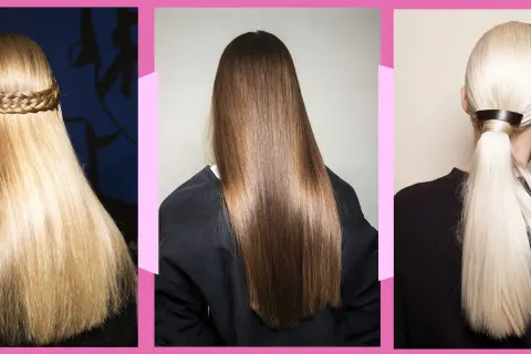 Capelli lisci e luminosi, un esempio di come la cheratina possa trasformare la chioma. Tre acconciature diverse, tutte con un aspetto sano e curato.