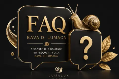 FAQ sulla bava di lumaca: risposte e possibili controindicazioni. Una lumaca dorata su un punto interrogativo.
