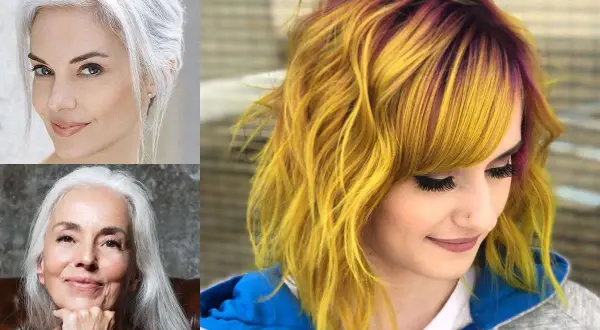 Capelli bianchi eleganti e chioma gialla con riflessi viola. Scopri come togliere il giallo dai capelli bianchi per un look impeccabile.