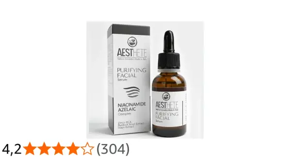Siero viso purificante AESTHETE con acido azelaico e niacinamide, ideale per una pelle radiosa.