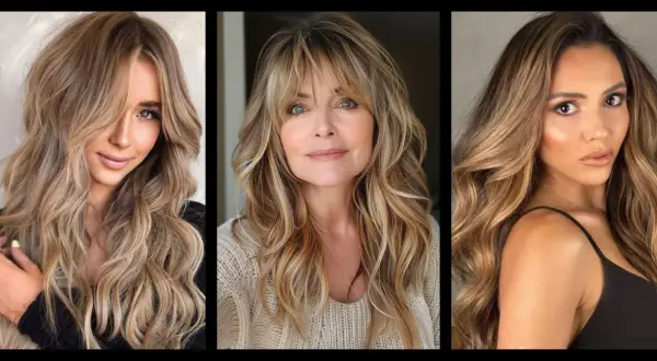 Tre donne con capelli biondo scuro con riflessi chiari, mossi e luminosi.
