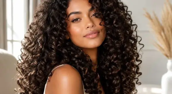 Donna con capelli ricci e lucenti, un esempio di perfetta cura dei capelli ricci.