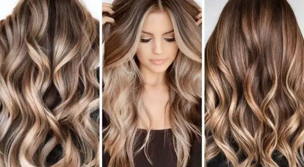 Capelli con sfumature calde e luminose, perfetti per i colori autunnali. Un mix di castano e biondo dorato che dona profondità e movimento.