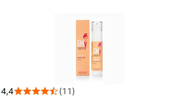 Crema viso antipollution EMY SMACK! SPF 50+ in confezione e flacone, con logo e scritta. Protezione quotidiana.