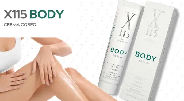 Crema corpo X115 BODY, con effetto caldo benefico, nutre, idrata e rassoda la pelle per un aspetto giovane e setoso.