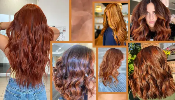 Capelli castano ramato con riflessi luminosi, una scelta audace che dona a molte donne un look vibrante e alla moda.