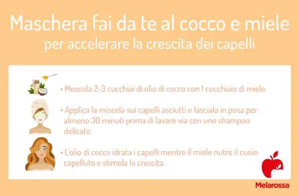 Maschera fai da te al cocco e miele per accelerare la crescita dei capelli. Istruzioni per una chioma sana e forte.