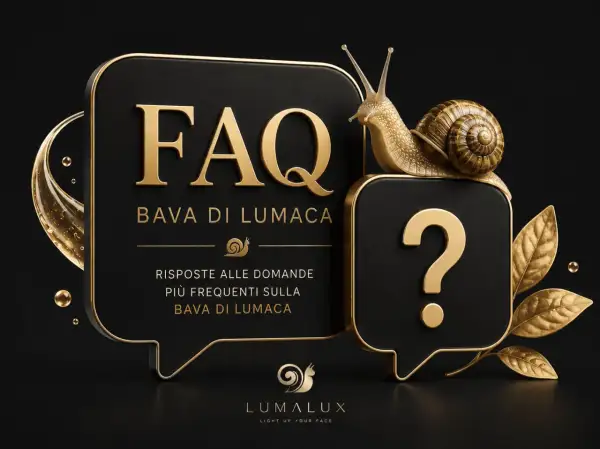 FAQ sulla bava di lumaca: risposte e possibili controindicazioni. Una lumaca dorata su un punto interrogativo.