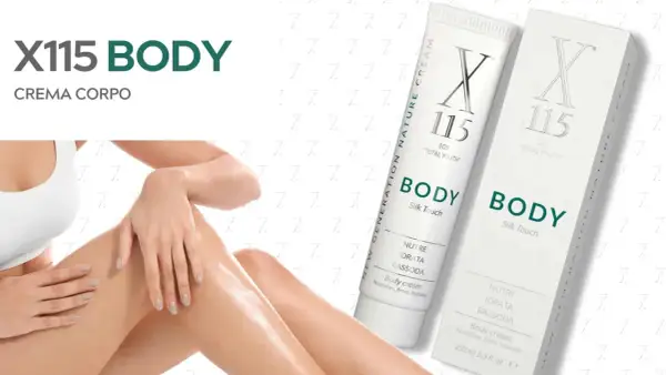 Crema corpo X115 BODY, con effetto caldo benefico, nutre, idrata e rassoda la pelle per un aspetto giovane e setoso.