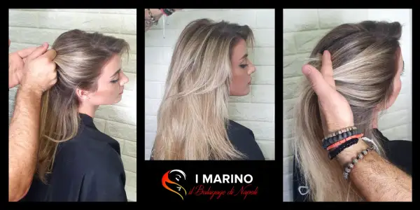 Capelli biondi sfumati balayage, un look naturale e luminoso. Le ciocche bionde creano un effetto solare.